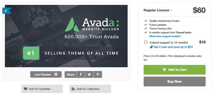 Plantilla Avada. Comprar en Themeforest