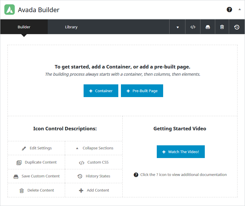 Empezar diseño de página desde cero con Avada aBuilder
