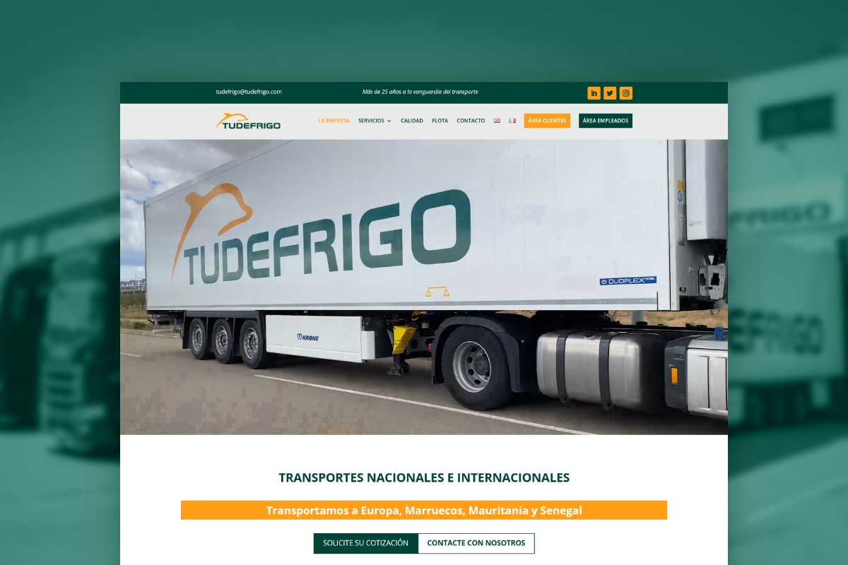 Web corporativa de la empresa de transportes Tudefrigo