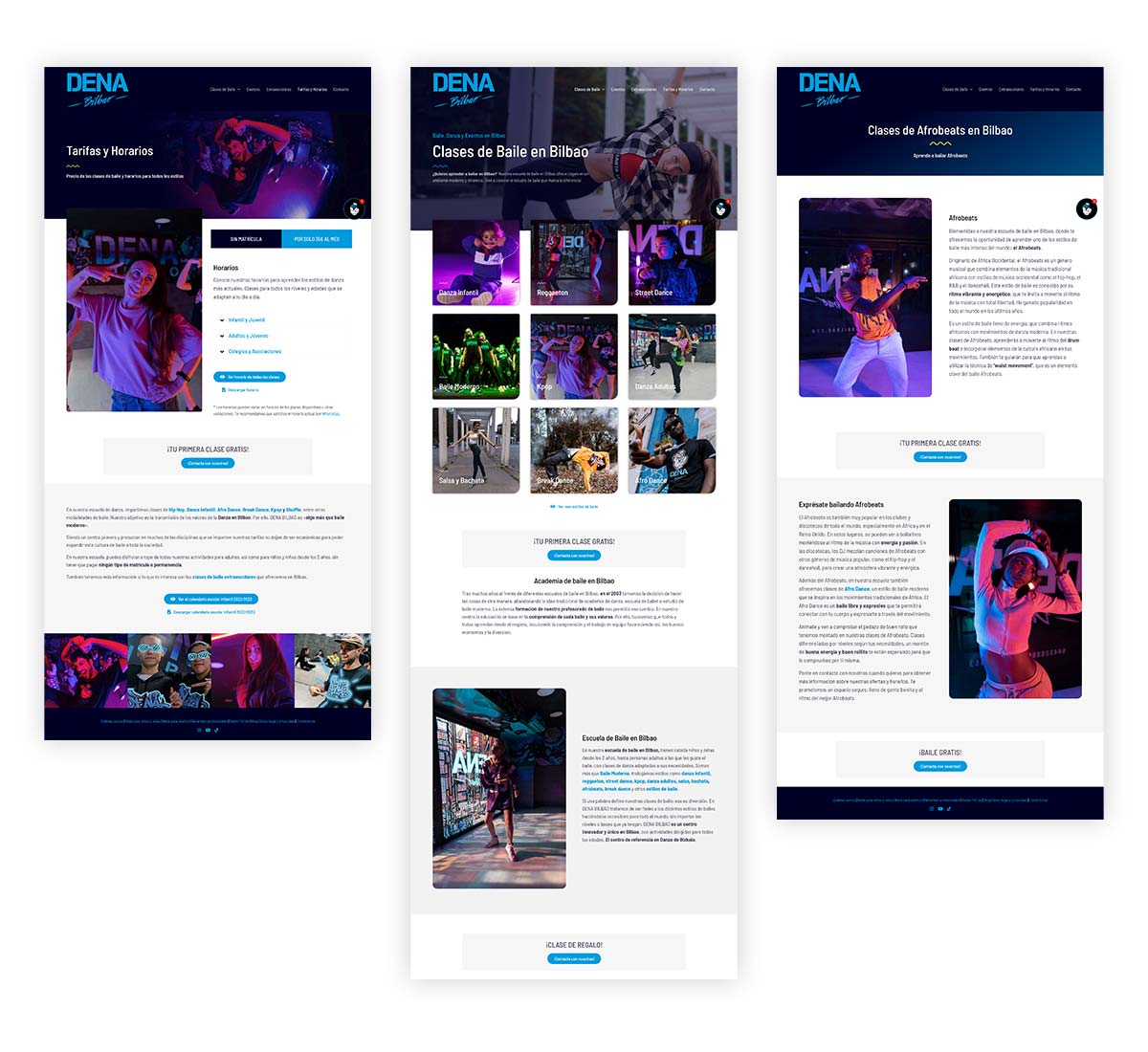 Diseño web para la escuela de baile Dena Bilbao